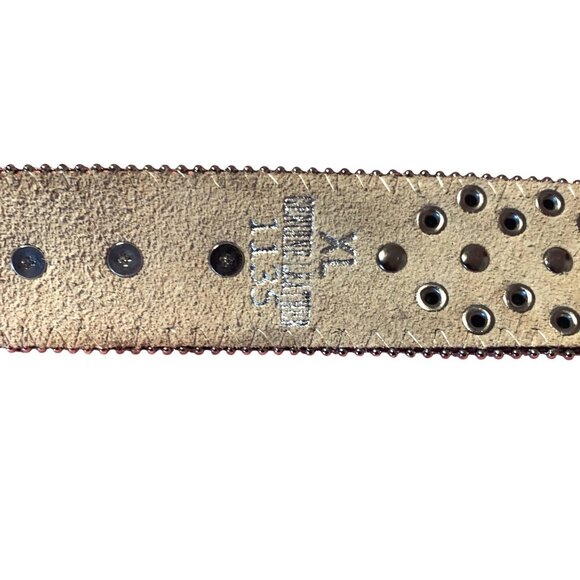 BHW Unisex Belt Leather Cowhide Turquoise Rhinestone Silver XL 41L Western Bling - Picture 9 of 9